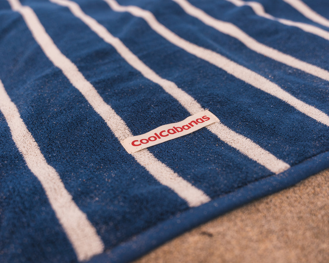 XL Beach Towel - Navy Stripes – CoolCabanas
